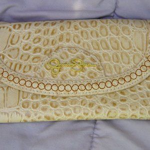 Jessica Simpson Cream Color Crocodile Snap Wallet